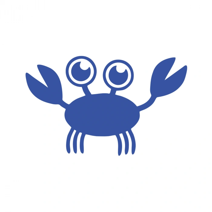 Sevimli Yengeç Araba Sticker 17x17 Cm Mavi