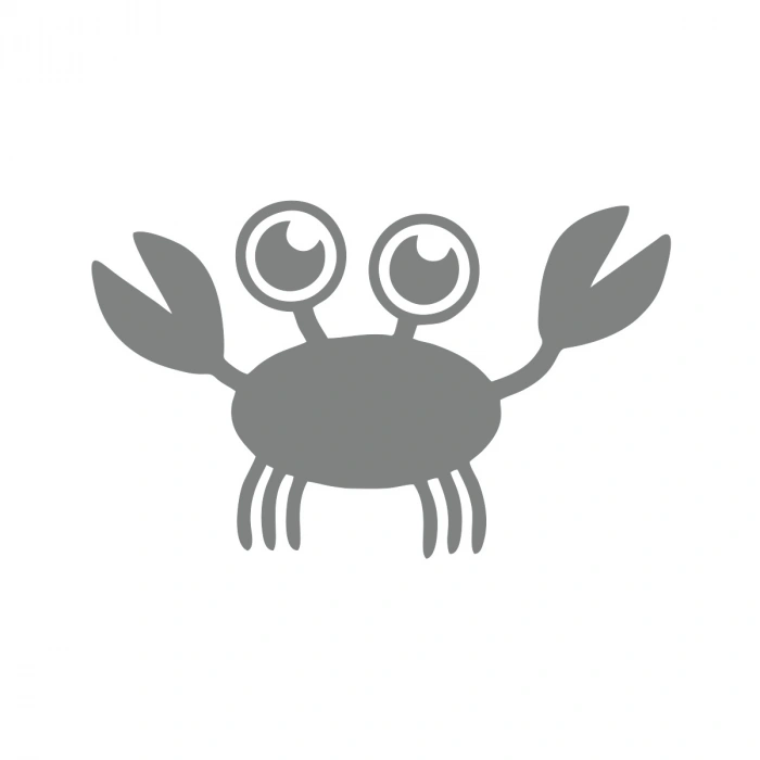 Sevimli Yengeç Araba Sticker 17x17 Cm Gri