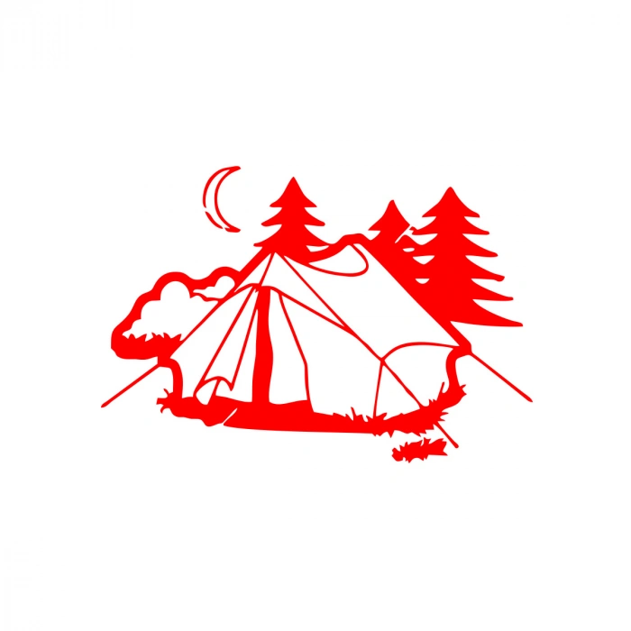 Kamp Araba Stickeri 17x17 Cm Kırmızı