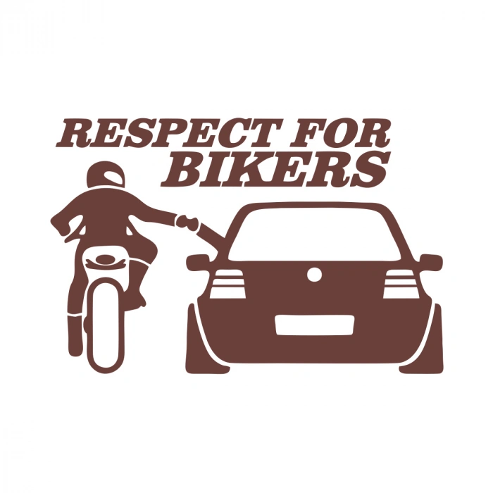 Respect For Bikers Araba Sticker 17x17 Cm Kahverengi