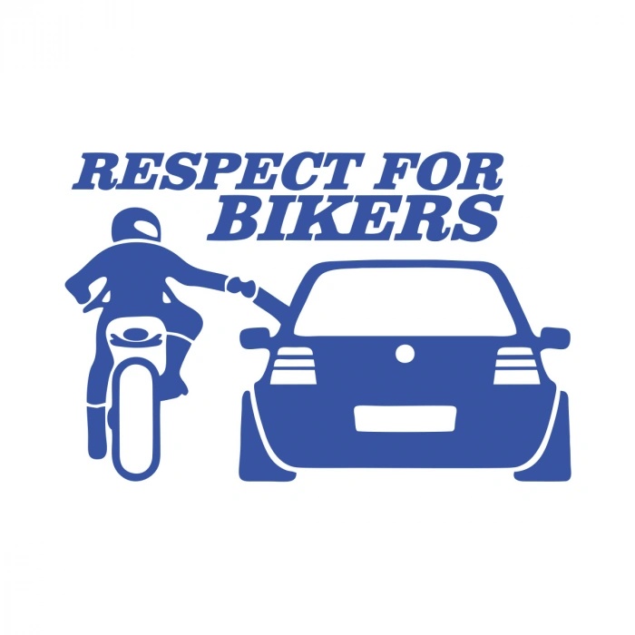 Respect For Bikers Araba Sticker 17x17 Cm Mavi