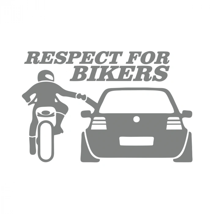 Respect For Bikers Araba Sticker 17x17 Cm Gri