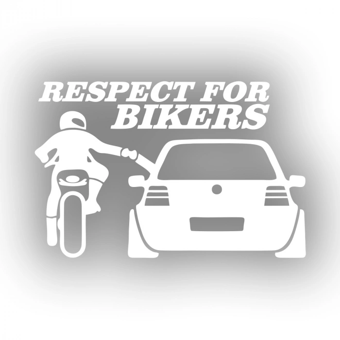 Respect For Bikers Araba Sticker 17x17 Cm Beyaz