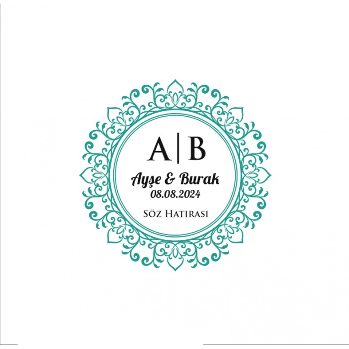 Basit Kenarlı Kare Mühür Kına Nişan Düğün 3x3 cm özel etiket / 50 adet sticker