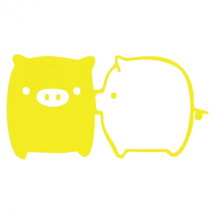 Sevimli Domuzlar Araba Sticker 17x17 Cm Sarı