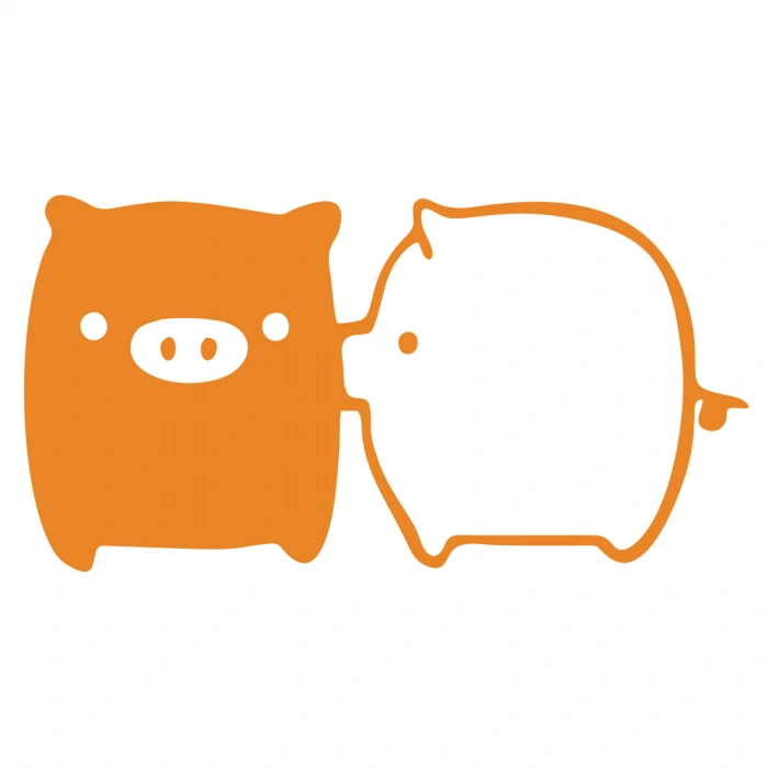 Sevimli Domuzlar Araba Sticker 17x17 Cm Turuncu