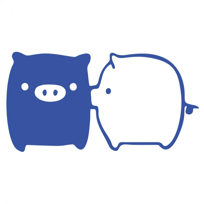 Sevimli Domuzlar Araba Sticker 17x17 Cm Mavi