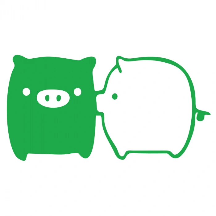 Sevimli Domuzlar Araba Sticker 17x17 Cm Yeşil