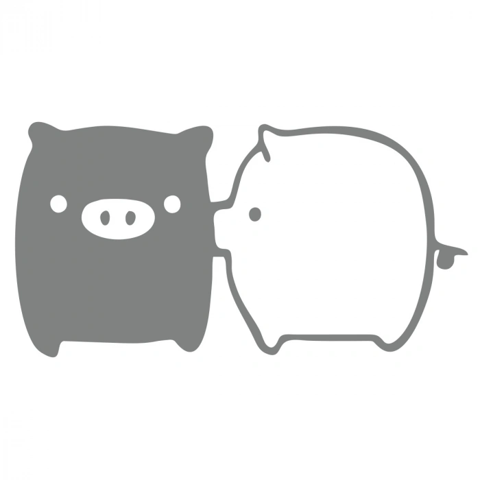 Sevimli Domuzlar Araba Sticker 17x17 Cm Gri