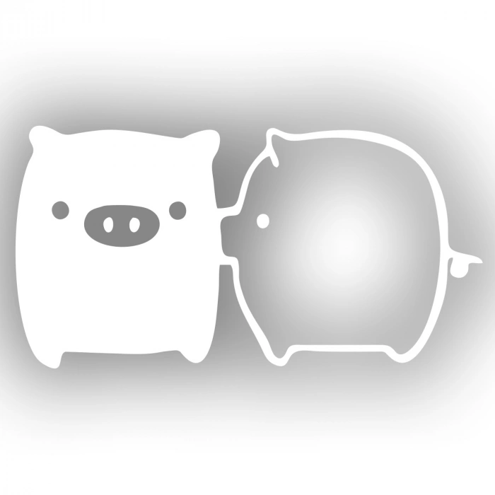 Sevimli Domuzlar Araba Sticker 17x17 Cm Beyaz