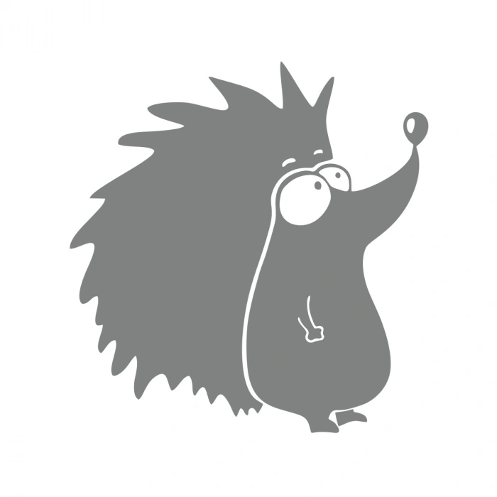 Kirpi Araba Sticker 17x17 Cm Gri