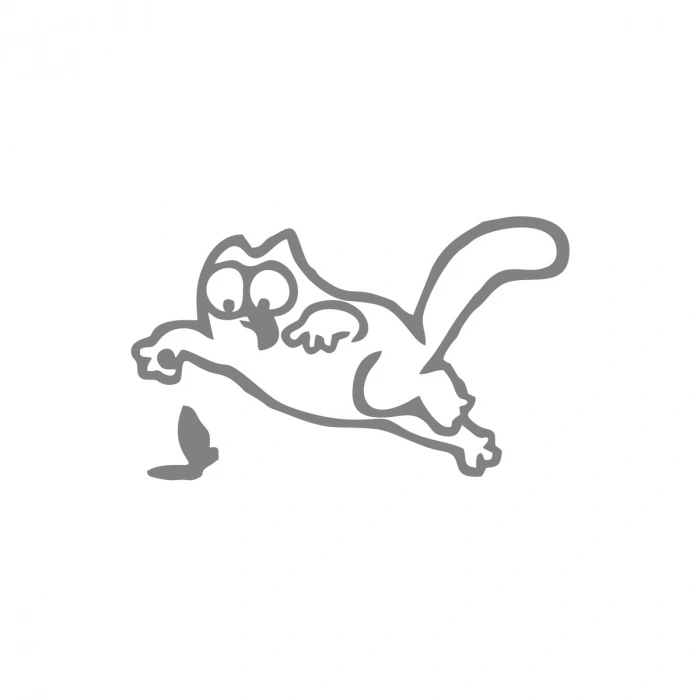 Komik Kedi Araba Sticker 17x17 Cm Gri