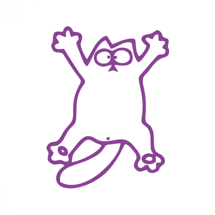 Komik Kedi Araba Sticker 17x17 Cm Mor