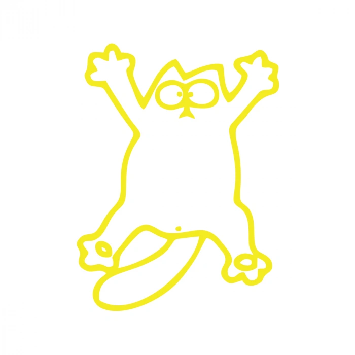 Komik Kedi Araba Sticker 17x17 Cm Sarı