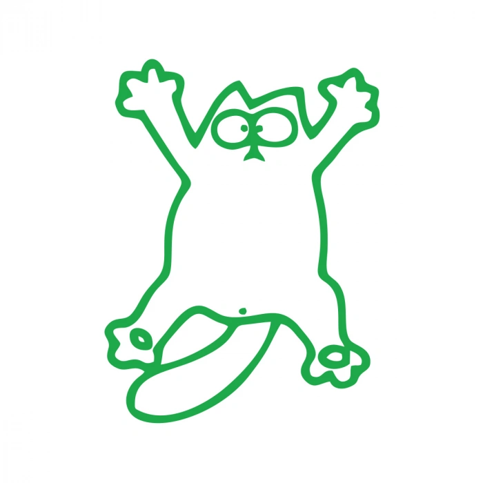 Komik Kedi Araba Sticker 17x17 Cm Yeşil