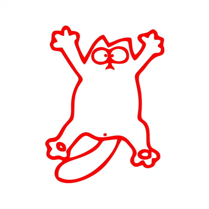 Komik Kedi Araba Sticker 17x17 Cm Kırmızı