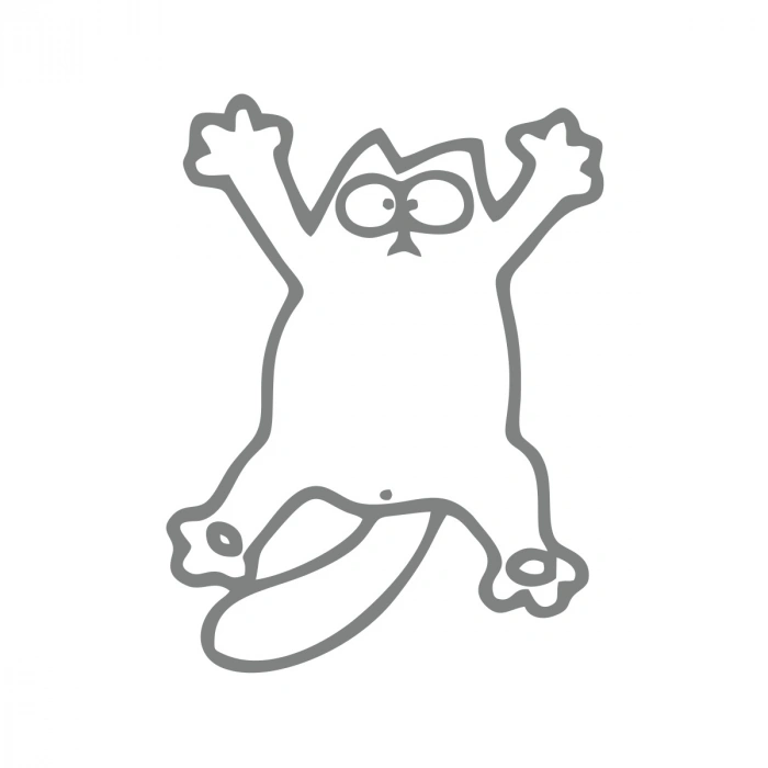 Komik Kedi Araba Sticker 17x17 Cm Gri