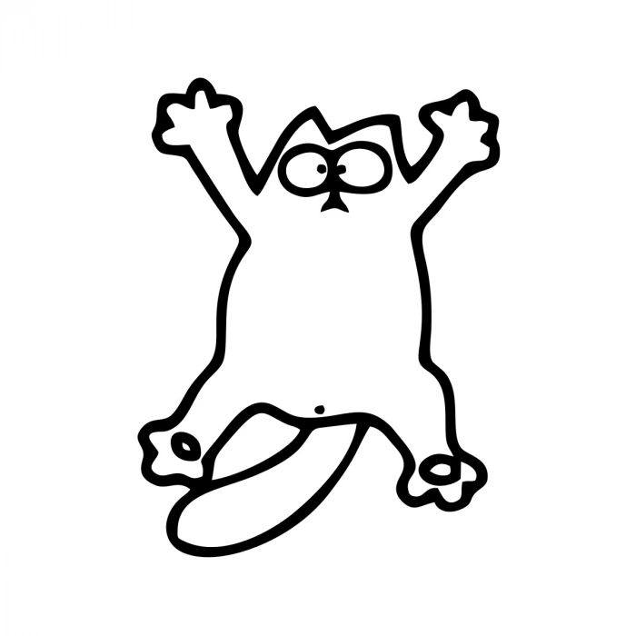 Komik Kedi Araba Sticker 17x17 Cm Siyah