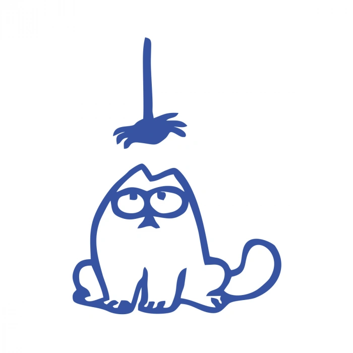 Komik Kedi Araba Sticker 17x17 Cm Mavi