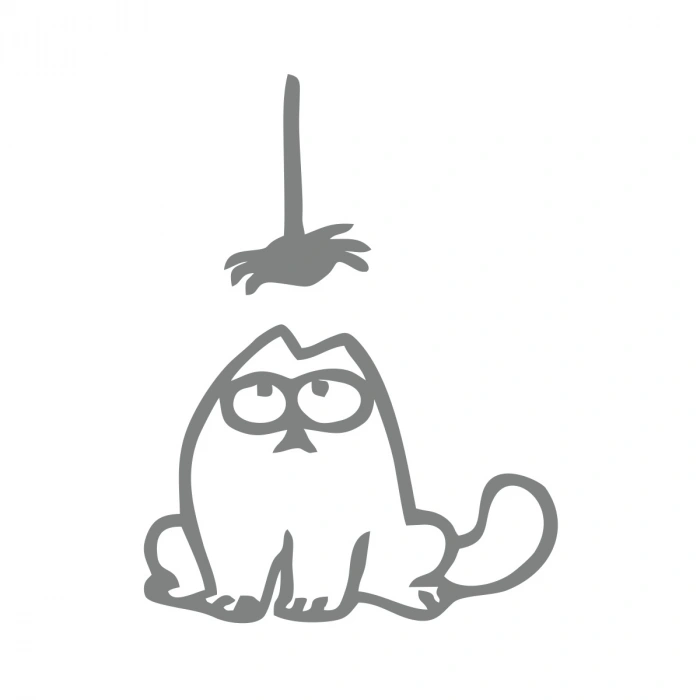 Komik Kedi Araba Sticker 17x17 Cm Gri