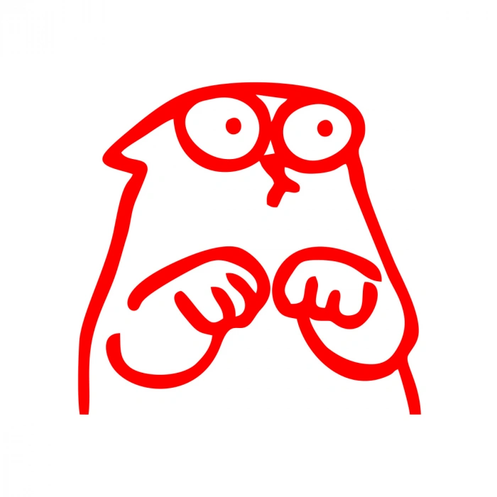 Komik Kedi Araba Sticker 17x17 Cm Kırmızı