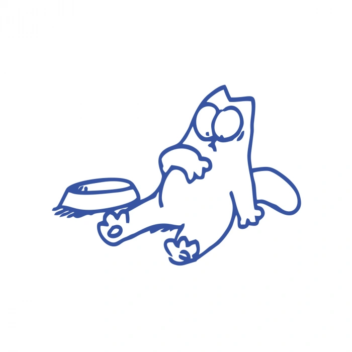 Komik Kedi Araba Sticker 17x17 Cm Mavi