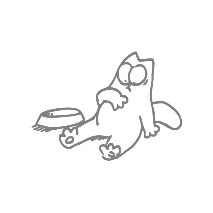 Komik Kedi Araba Sticker 17x17 Cm Gri