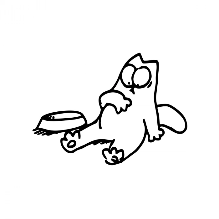 Komik Kedi Araba Sticker 17x17 Cm Siyah