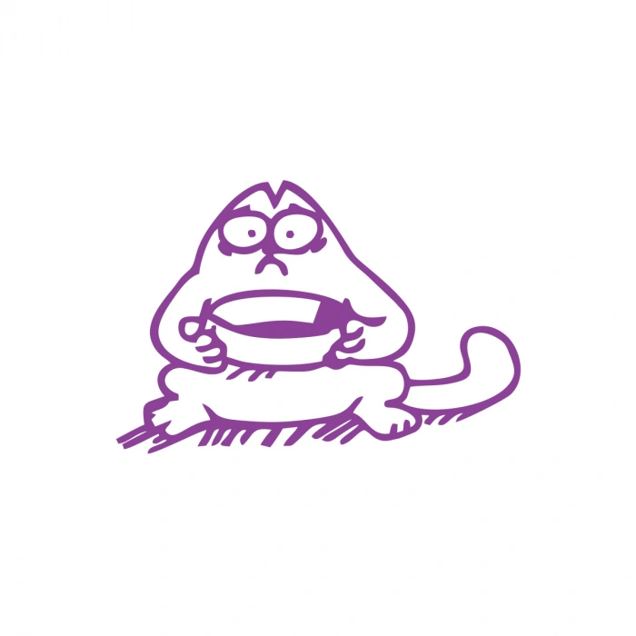 Komik Kedi Araba Sticker 17x17 Cm Mor