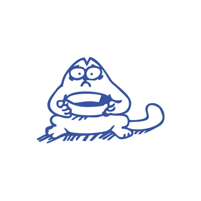 Komik Kedi Araba Sticker 17x17 Cm Mavi