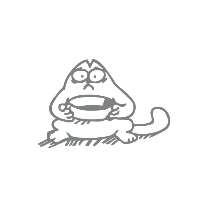 Komik Kedi Araba Sticker 17x17 Cm Gri