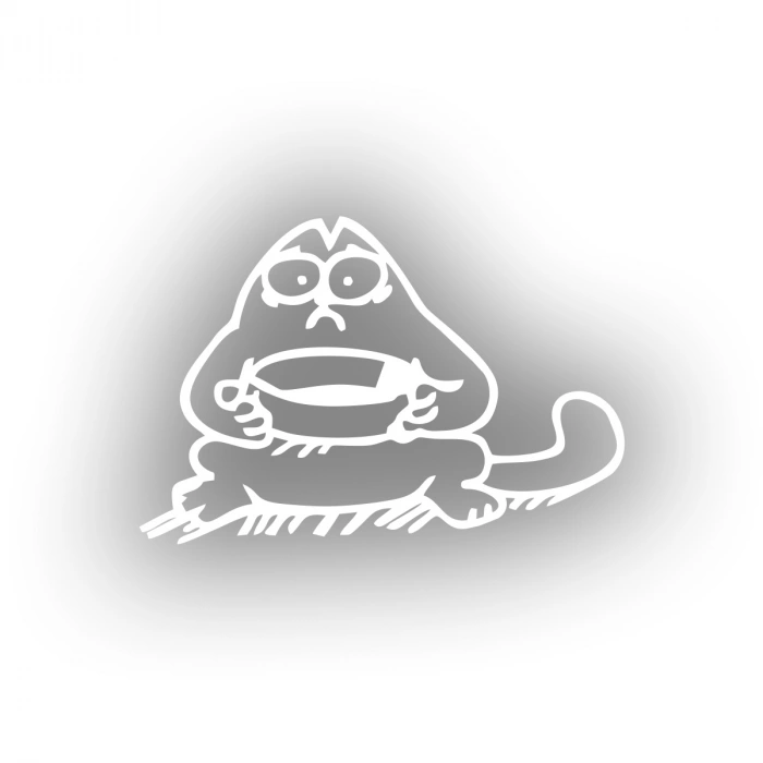 Komik Kedi Araba Sticker 17x17 Cm Beyaz