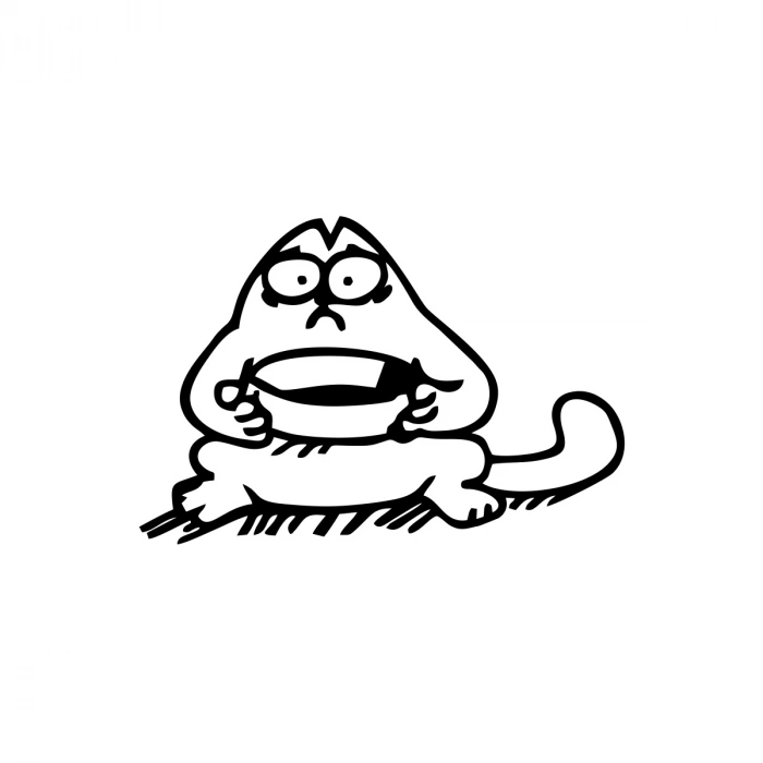 Komik Kedi Araba Sticker 17x17 Cm Siyah