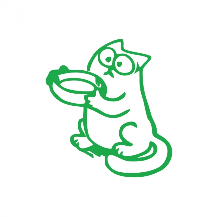 Komik Kedi Araba Sticker 17x17 Cm Yeşil