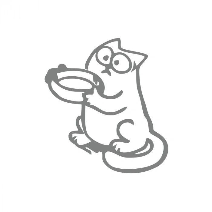 Komik Kedi Araba Sticker 17x17 Cm Gri