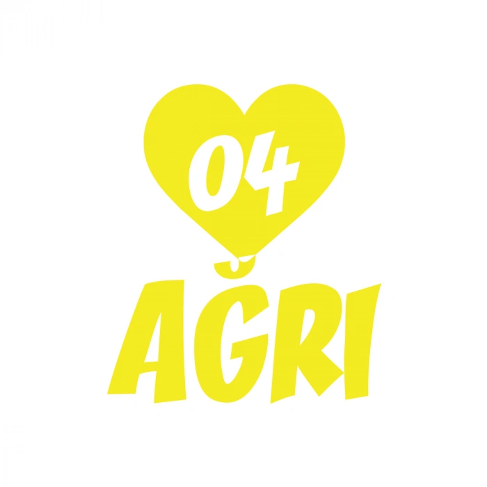 Kalpli 04 Ağrı Araba Sticker 17x17 Cm Sarı