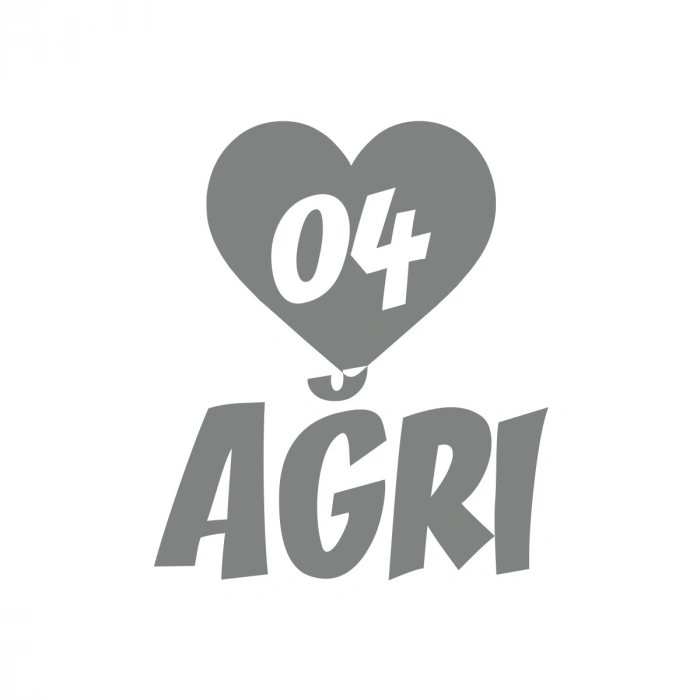 Kalpli 04 Ağrı Araba Sticker 17x17 Cm Gri