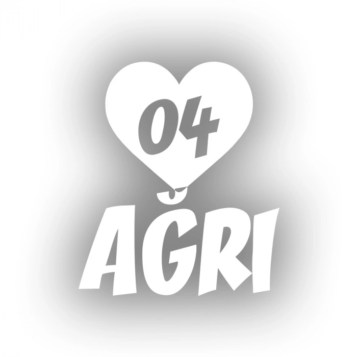 Kalpli 04 Ağrı Araba Sticker 17x17 Cm Beyaz