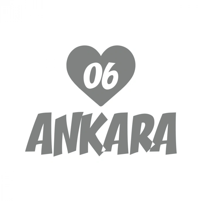 Kalpli 06 Ankara Araba Sticker 17x17 Cm Gri
