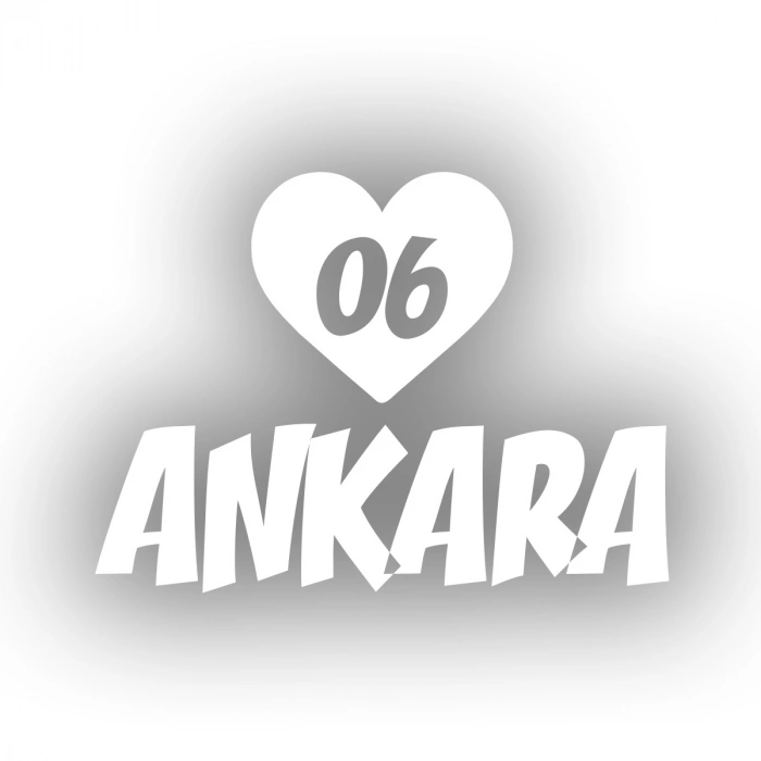 Kalpli 06 Ankara Araba Sticker 17x17 Cm Beyaz