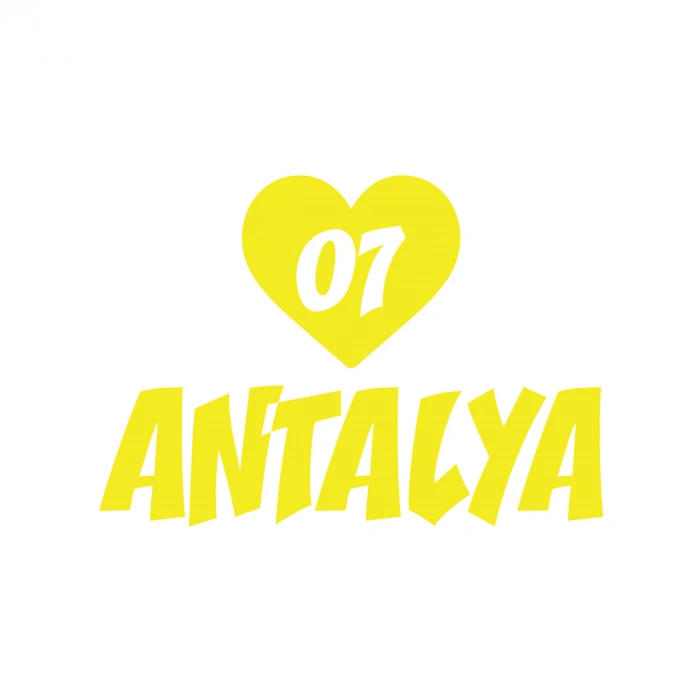 Kalpli 07 Antalya Araba Sticker 17x17 Cm Sarı