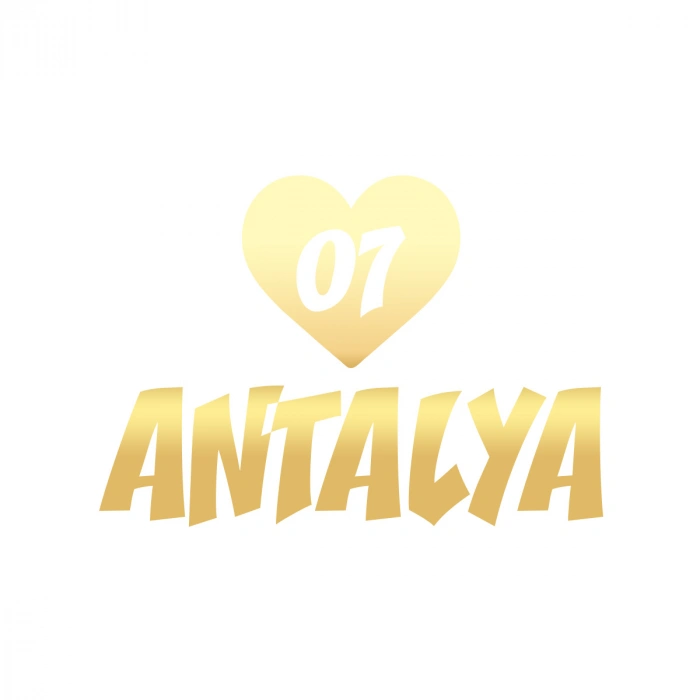 Kalpli 07 Antalya Araba Sticker 17x17 Cm Gold