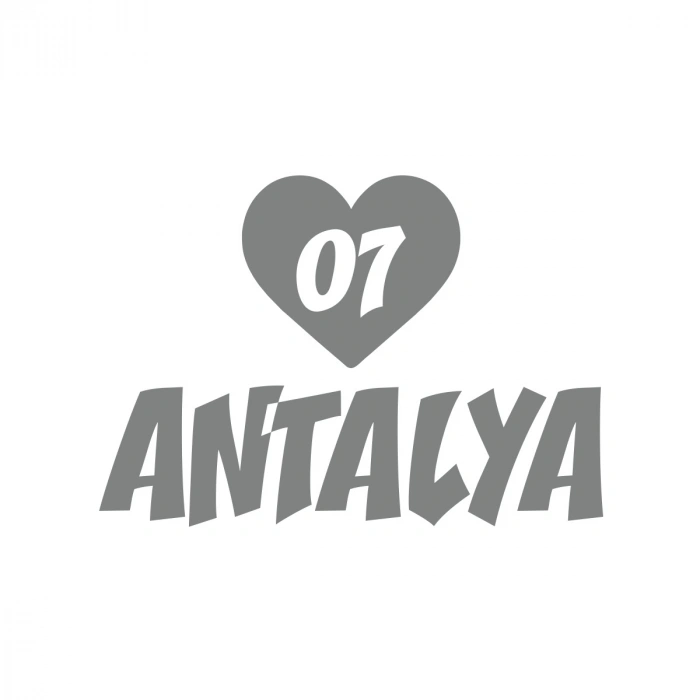 Kalpli 07 Antalya Araba Sticker 17x17 Cm Gri