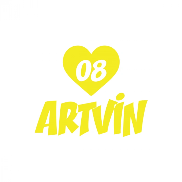 Kalpli 08 Artvin Araba Sticker 17x17 Cm Sarı