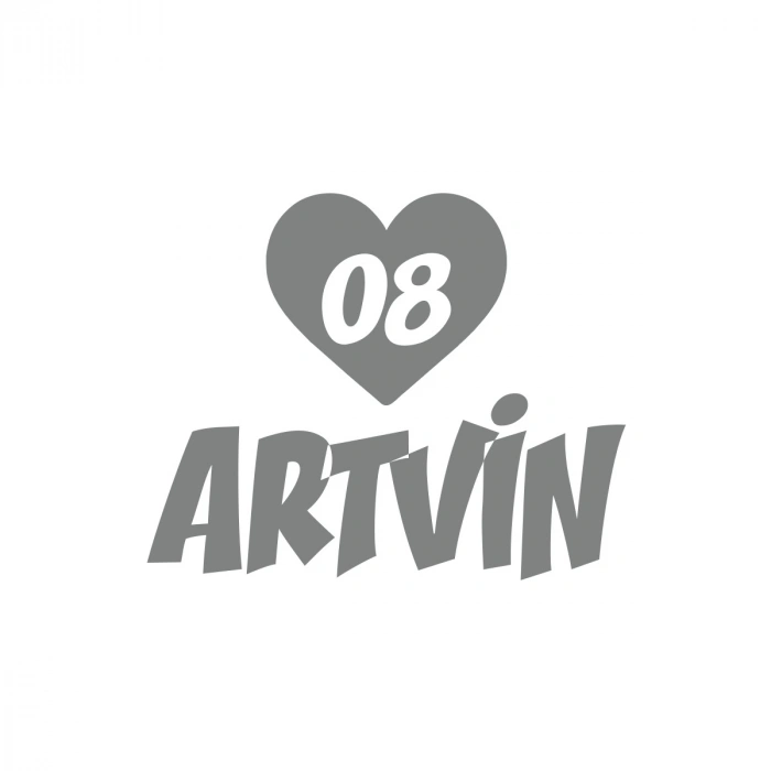 Kalpli 08 Artvin Araba Sticker 17x17 Cm Gri