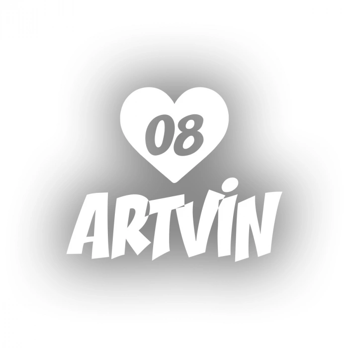 Kalpli 08 Artvin Araba Sticker 17x17 Cm Beyaz