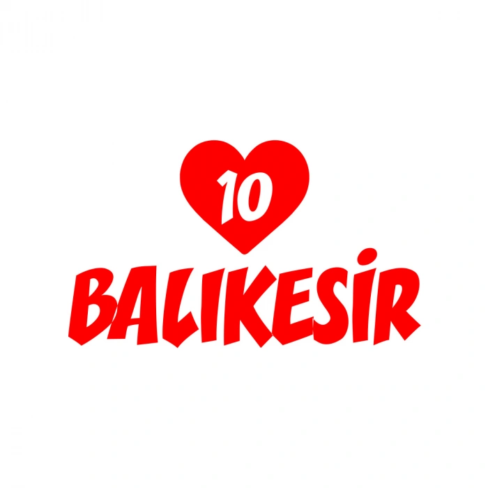 Kalpli 10 Balıkesir Araba Sticker 17x17 Cm Kırmızı