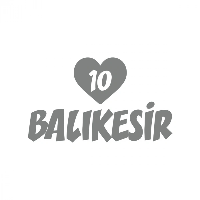 Kalpli 10 Balıkesir Araba Sticker 17x17 Cm Gri