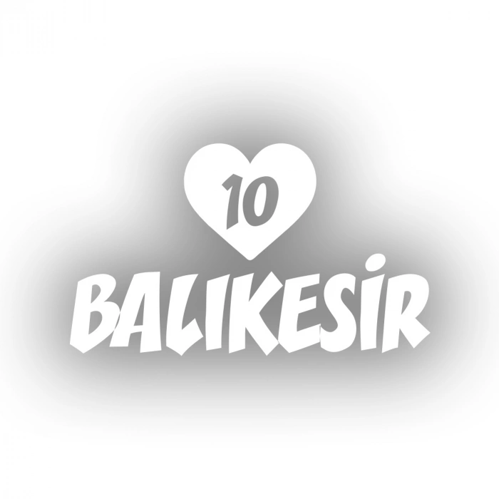 Kalpli 10 Balıkesir Araba Sticker 17x17 Cm Beyaz