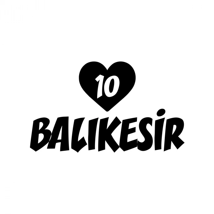 Kalpli 10 Balıkesir Araba Sticker 17x17 Cm Siyah